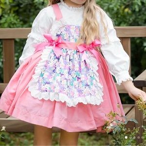 Pastoral Style Girl Stitching Long Sleeve Floral Cute Dress Party Lolita Dress